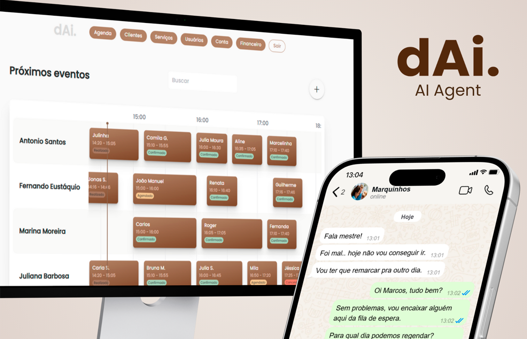 Interface do sistema dAi Agendamentos